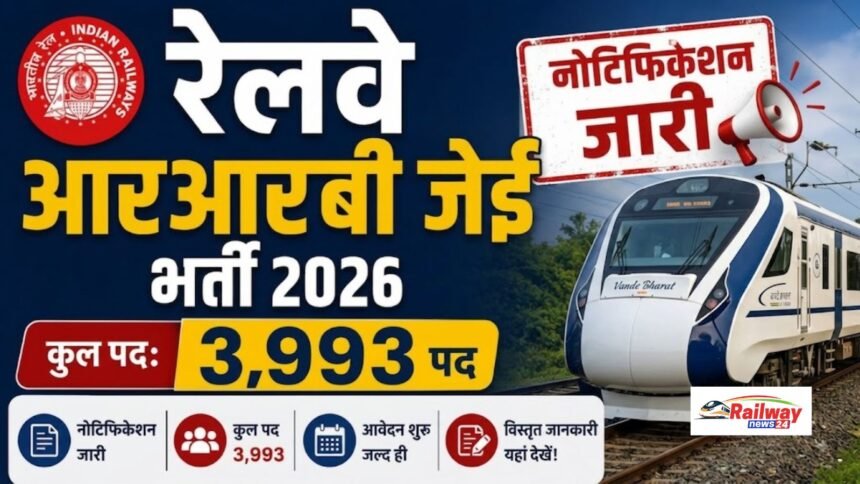 RRB JE Recruitment 2026: 3993 पदों पर भर्ती, 13 सितंबर तक करें आवेदन